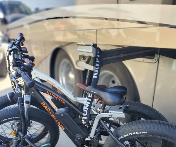 bikes locked to motorhome