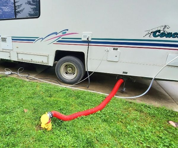 RV hooked up to sewer