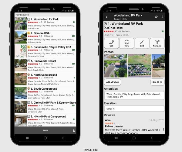 rv parks and campgrounds app